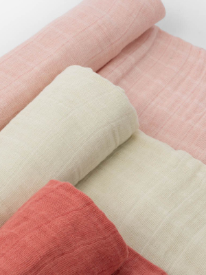 Cotton Muslin Swaddle Blanket Set - Rose Petal