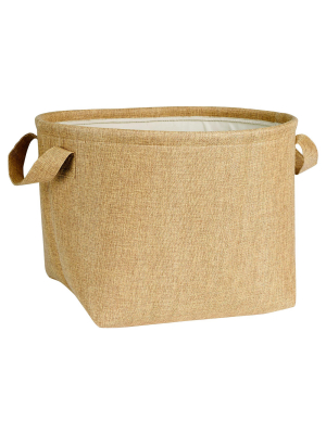 Household Essentials Round Softside Burlap Basket Brown