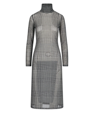 Mm6 Maison Margiela Sheer Check Midi Dress