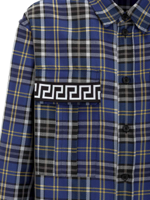 Versace Greca Plaid Long-sleeve Shirt