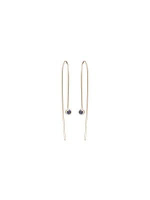 14k Blue Sapphire Wire Earrings