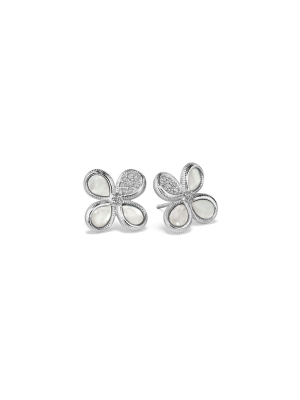 Jardin Stud Earrings With Mother Of Pearl And Diamonds