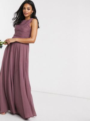 Asos Design Bridesmaid Maxi Dress With Soft Pleated Bodice