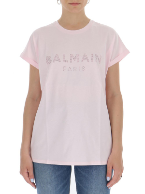 Balmain Logo Embellished Crewneck T-shirt