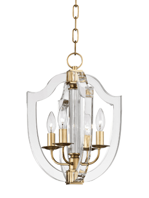 Arietta 4 Light Pendant Aged Brass