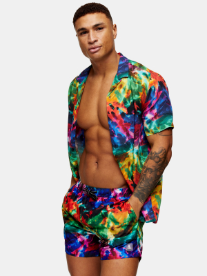 Multicolored Tie Dye Swim Shorts