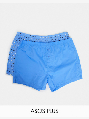 Asos Design Plus 2 Pack Woven Boxer Shorts