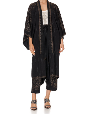 Mid Length Kimono Coat Luxe Black