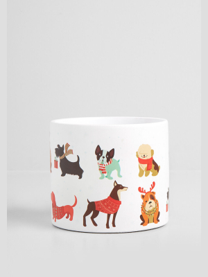 Presents And Santa Paws Ceramic Planter