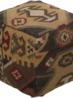 Frontier Pouf In Dark Brown & Tan