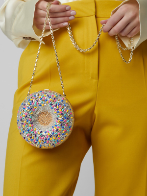 Vanilla Sprinkles Donut Crystal-embellished Clutch