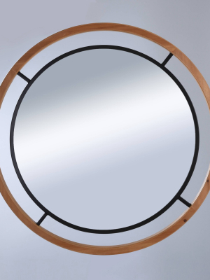 23" Round Natural Wood Mirror With Metal - Threshold™