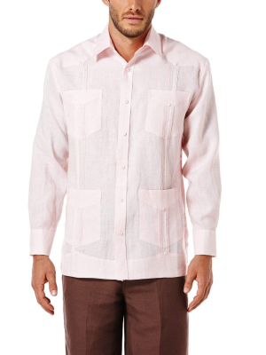 100% Linen Classic Guayabera Shirt - Long Sleeve