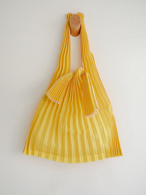 Mini Pleated Pleco Tote Bag - Yellow