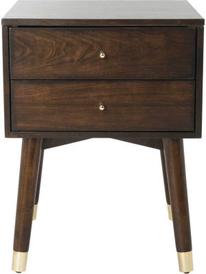 Lydia Silver Cap Nightstand Walnut/gold