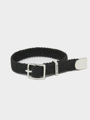 Scosha Macrame Belt Bracelet In Black With Sterling Silver