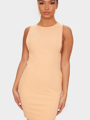 Peach Bandage Rib Crew Neck Low Armhole Bodycon...