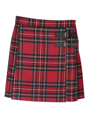 Redvalentino Side Buckle-detailed Tartan Mini Skirt