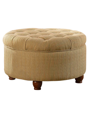 Tweed Tufted Storage Ottoman Tan/cream - Homepop