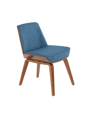 Corazza Mid-century Modern Dining Chair Walnut/dark Blue - Lumisource