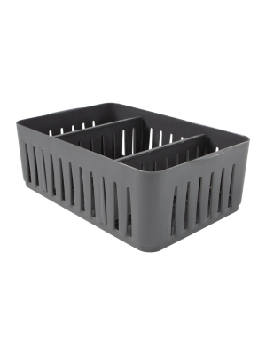 Simplify Stackable Organizer Bin With Adjustable Dividers Gray