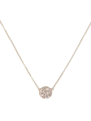 Diamond Disk Necklace - Yellow Gold