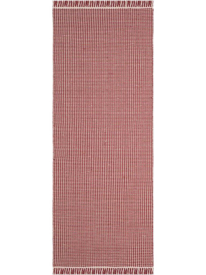 Montauk Fringe Ivory/red Runner Rug