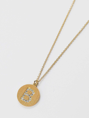 The "b" Initial Necklace In Gold