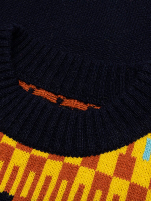 Sacai Wool Knit Pullover - Navy