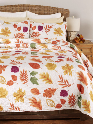 Lakeside Natural Country Leaves Rustic Quilt Set - Full/queen - Set Of 3