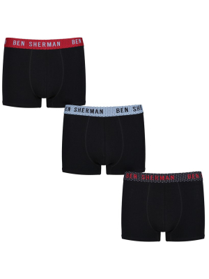 Ethan Men's 3-pack Fitted No-fly Boxer-briefs - Black