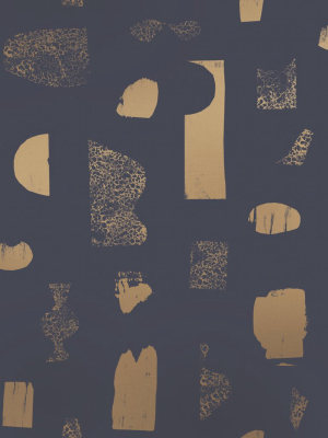 Silhouettes Wallpaper In Gold And Charcoal By Juju