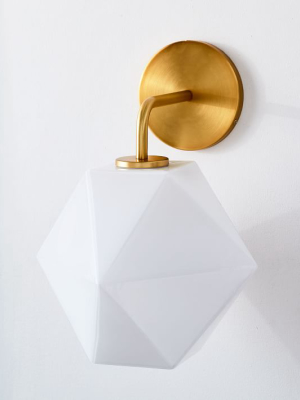 Sculptural Glass Faceted Sconce - Milk