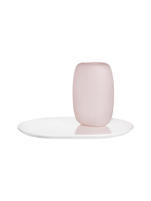 Sweets Vase Opal Pink With Glossy White Base Medium