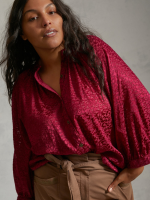 Susanna Burnout Velvet Buttondown