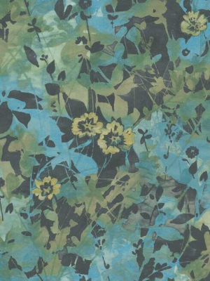 Wildflower Shadows Peel & Stick Wallpaper In Green And Yellow By Roommates For York Wallcoverings