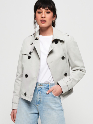 Cropped Azure Trench Coat