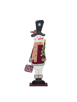 Transpac Wood 41 In. Red Christmas Statement Snowman