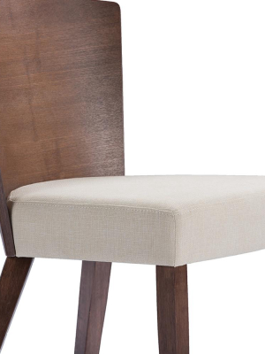 Davey Brown Wood And Khaki Fabric Modern Dining Chair