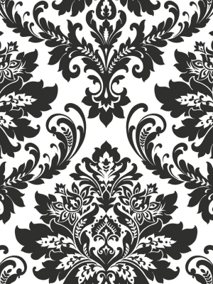 Damask Peel-and-stick Wallpaper In Black And White By Nextwall