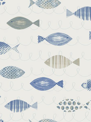 Key West Blue Fish Wallpaper From The Seaside Living Collection By Brewster Home Fashions