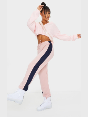 Pink Contrast Basic Cuff Hem Track Pants