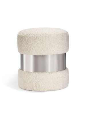 Interlude Home Scarlett Stool - Polished Nickel & Cream