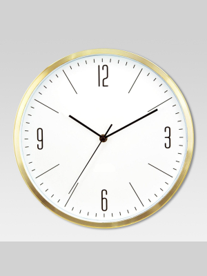 6" Round Wall Clock White/brass - Project 62™