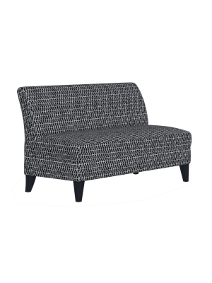 Trilby Armless Loveseat Midnight Urban Geometric Print Black - Handy Living