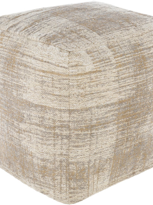 Dalen Jacquard Pouf In Cream