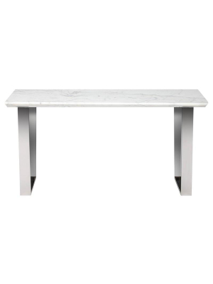 Catrine White Stone Console Table