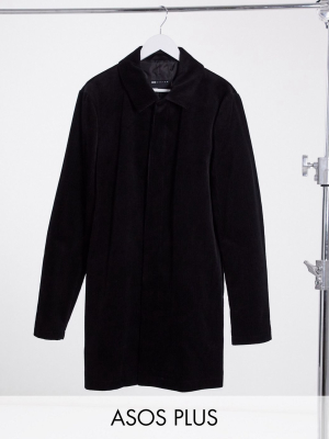 Asos Design Plus Cord Trench Coat In Black