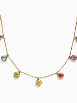 Effy Mosaic 14k Yellow Gold Multi Color Necklace, 2.10 Tcw