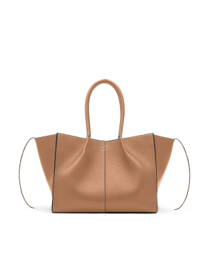 Large Contrasting Edge Leather Tote